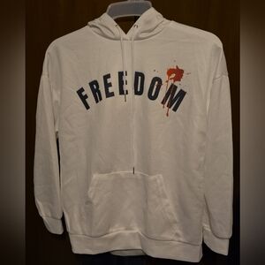 Freedom Waffle Knit Hoodie With A Blood Stain in White, Men's M